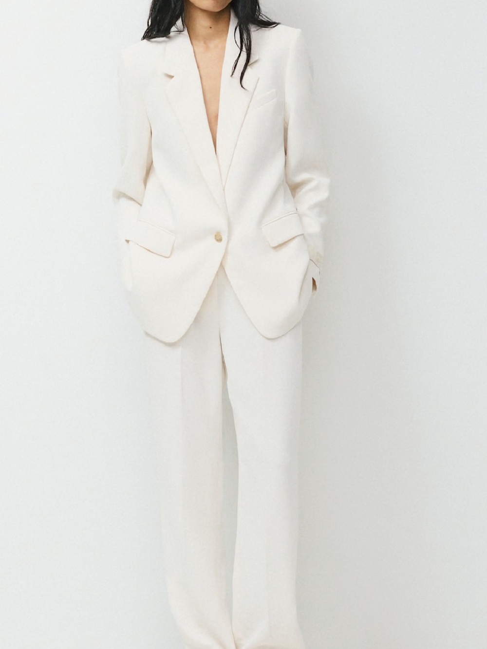 Aritzia The Effortless Crepette Pant Cream Relaxed High Rise Wide-Leg Trousers 2